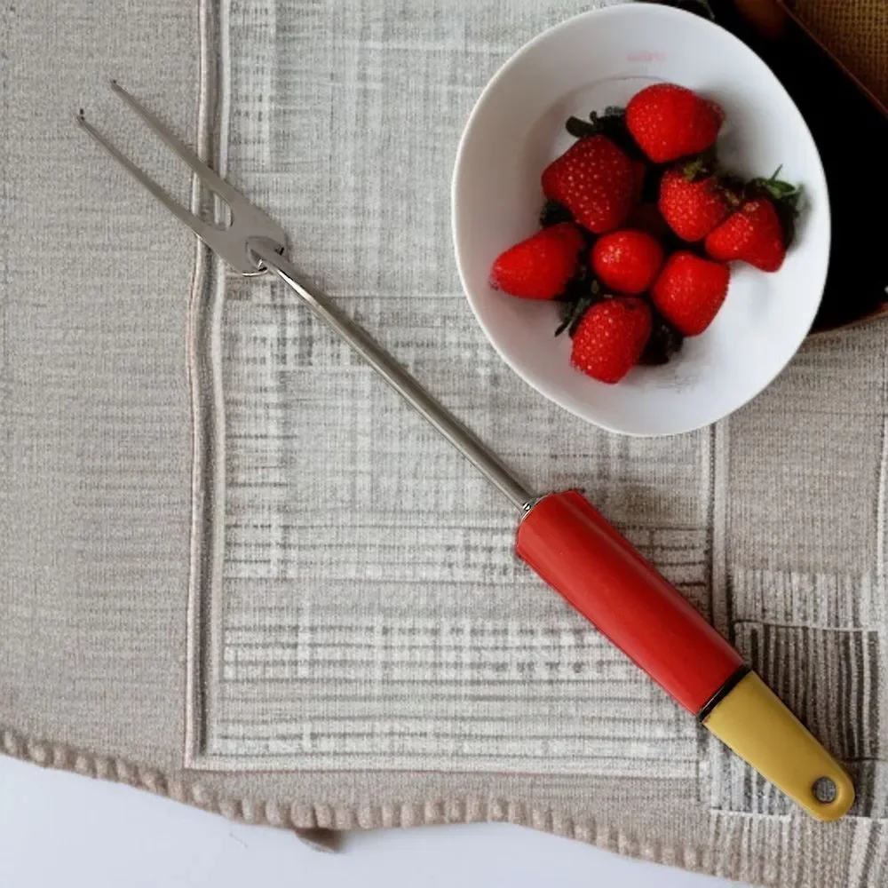 A&J‎ Ecko Serving Fork Vintage Red Yellow Handle Stainless Steel USA Melamine